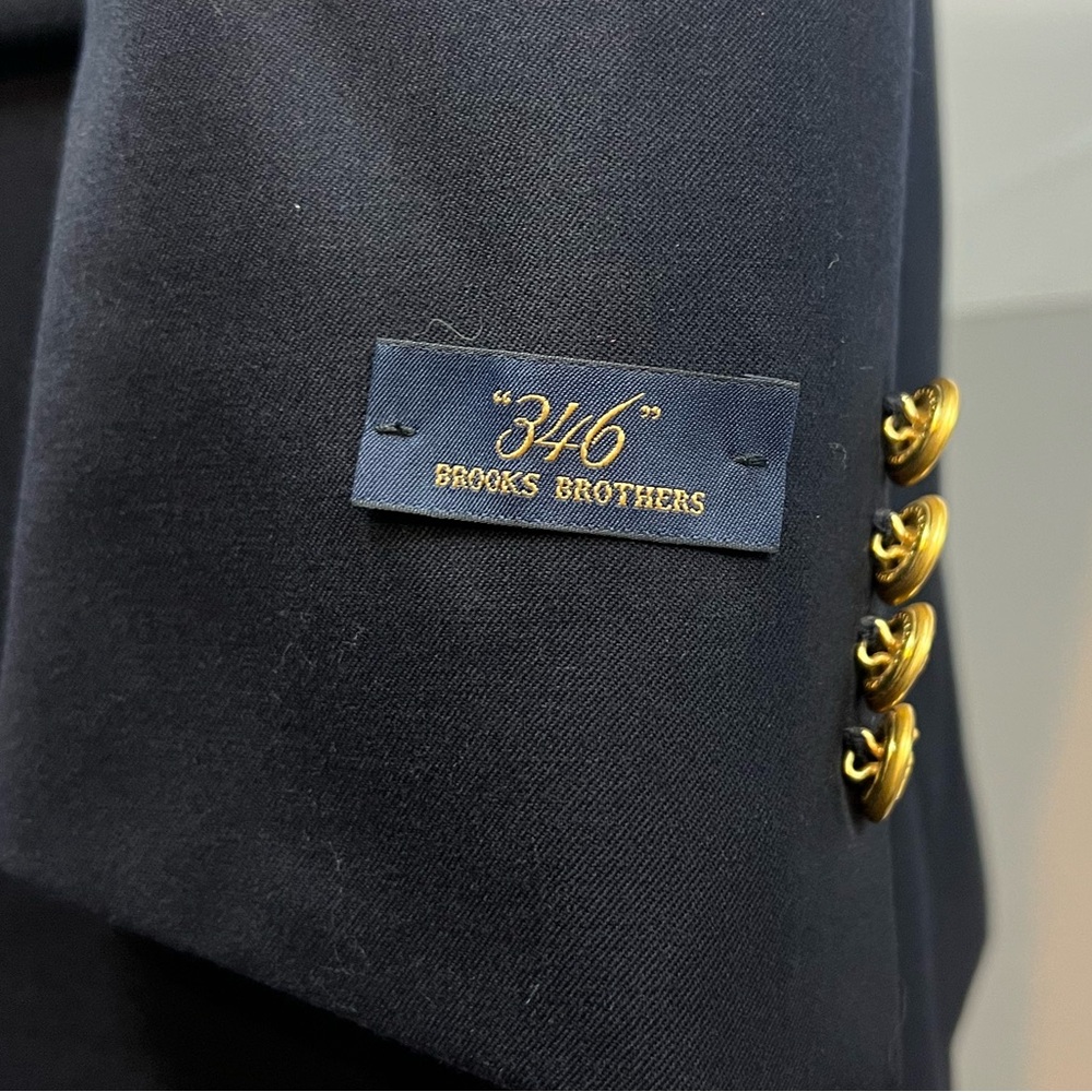 Brooks Brothers 346 NWOT Men's 42L Navy Blue Gold Button Blazer Jacket Coat - Picture 4 of 7